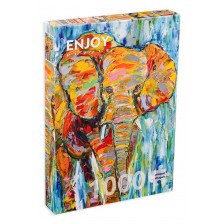 Пъзел Enjoy от 1000 части - Цветен слон -1